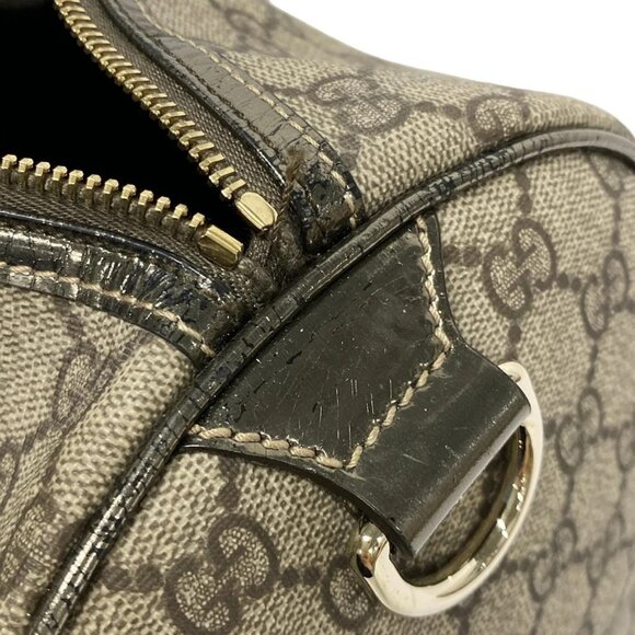 Auth GUCCI GG Plus/GG Supreme 193603 Gray Beige PVC Patent Leather - Handbag - Picture 13 of 16